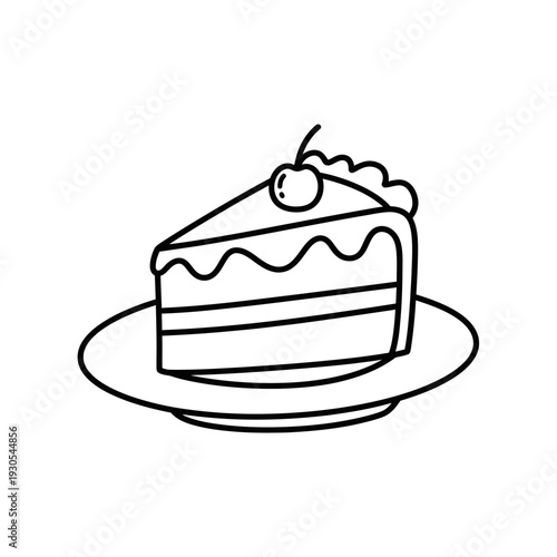Delicious Slice of Chocolate Cake with Cherry on Top on Elegant Plate