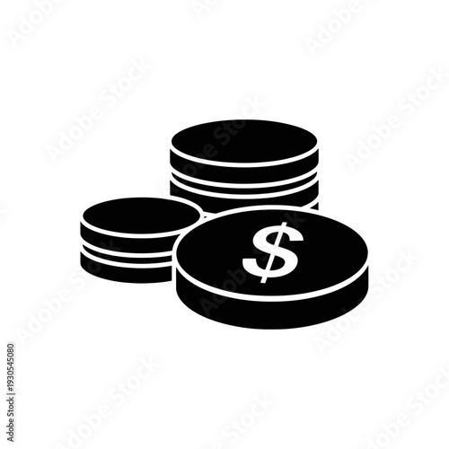 Digital Currency Coins Icon Representing Financial Transactions and Economy