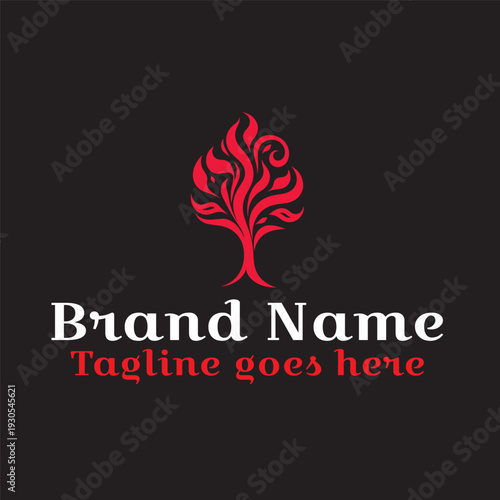 Flame Tree Logo. Vector EPS file. CMYK color mode. Editable color. Easy to download.