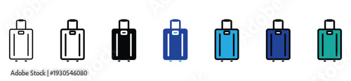 Modern Suitcase Icon Set with Editable Stroke