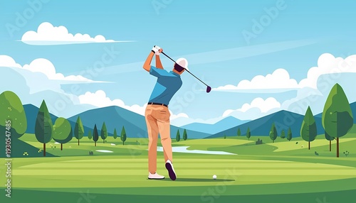 Golf sport illustration in cartoon picture