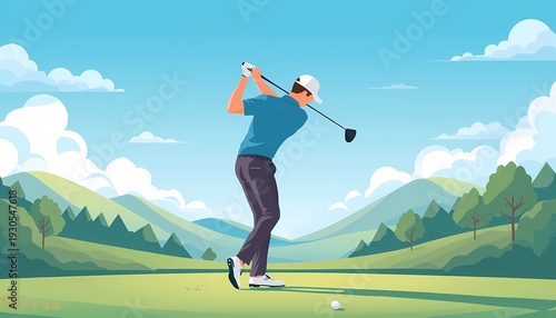 Golf sport illustration in cartoon picture