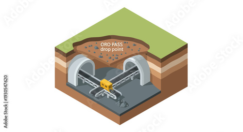 Underground Pumped Hydro Storage Facility with Water Reservoir and Turbine.
