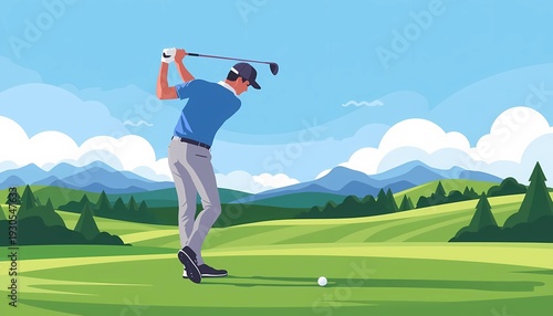 Golf sport illustration in cartoon picture