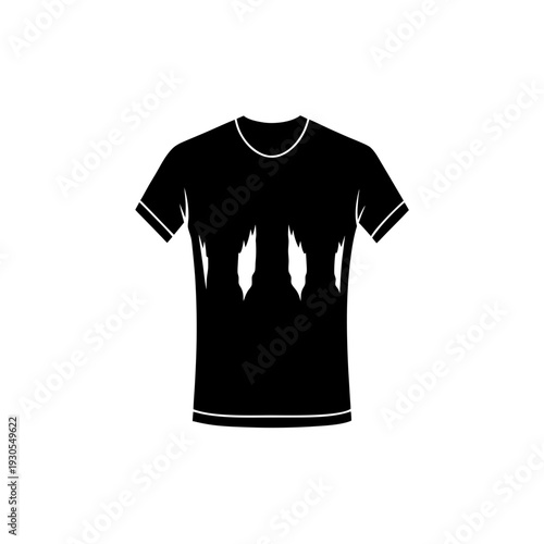 Black t-shirt featuring a bold graphic of stylized animal silhouettes on the chest area