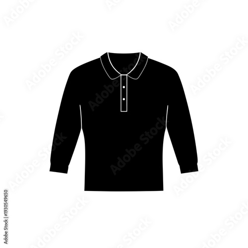 Classic black polo shirt with white collar and cuff details