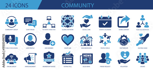 Modern professional community icons set. Global  social network team collaboration symbols. professional communication and connectivity vector   icons.