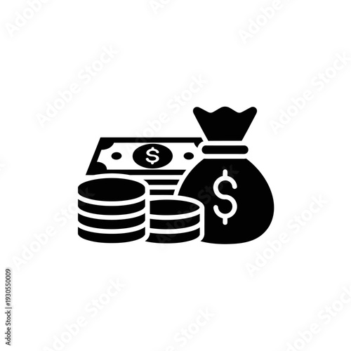 Financial Growth and Investment Concept with Cash, Coins, and Money Bag
