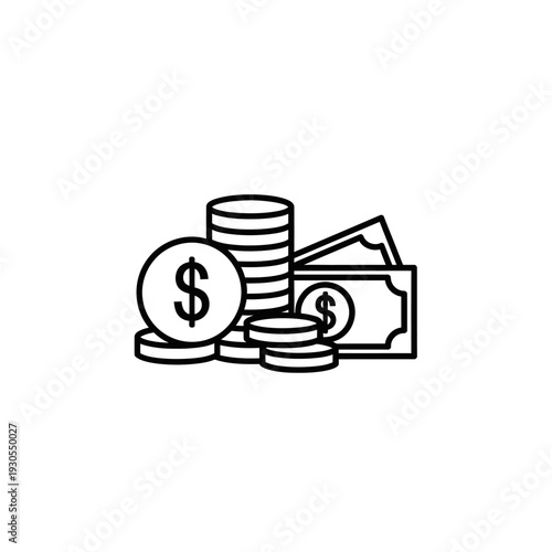 Financial Growth and Investment Concept with Coins and Cash Illustration