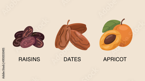 Dried fruits raisins dates apricots healthy snack natural sweetness source of energy