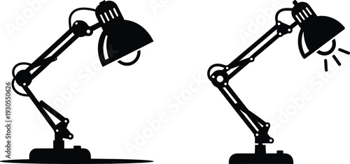 Two adjustable desk lamps with different light directions