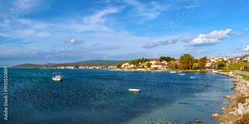 Tableau sur toile Icmeler / Urla / Izmir / Turkey, February 4, 2019, blue sea landscape