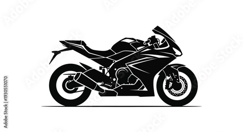 A striking black silhouette of a modern sportbike showcasing its sleek design and powerful form silhouette high quality professional detailed elegant