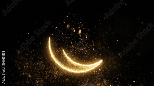 Ramadan celebrations begin with crescent moon glowing brightly in night sky