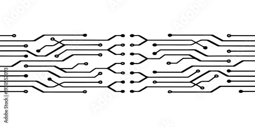 Motherboard Circuit Pattern Background – Seamless Line Art Vector, Consistent Stroke Width, Monochrome Design