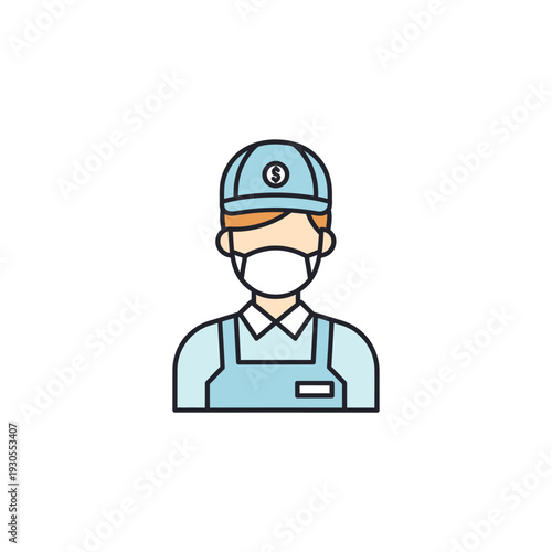 Healthcare Worker Wearing Face Mask and Uniform in Medical Environment