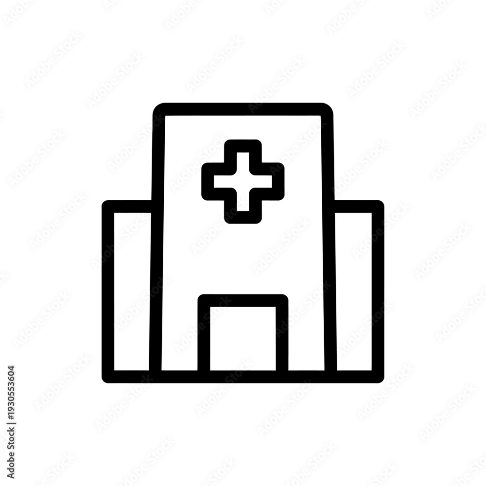 Obraz premium Hospital Building Icon Outline Design for Healthcare and Medical Services