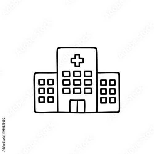 Hospital Building Outline Icon for Healthcare and Medical Services