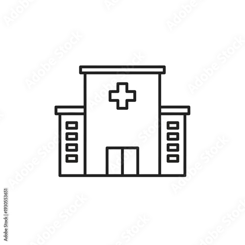 Hospital Building with Medical Cross Symbol in Modern Healthcare Facility