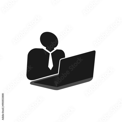 Vector illustration of a person sitting in front of an online education lab. People sitting.