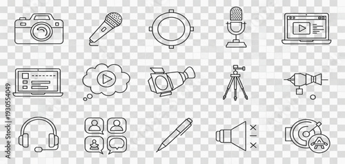 Hand drawn vector icons set for business health music car and medical design
