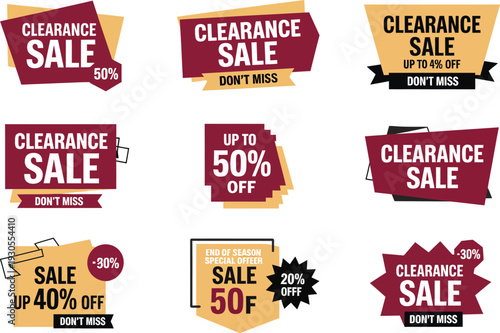 Clearance Sale Badges and Labels for Discounts and Promotions