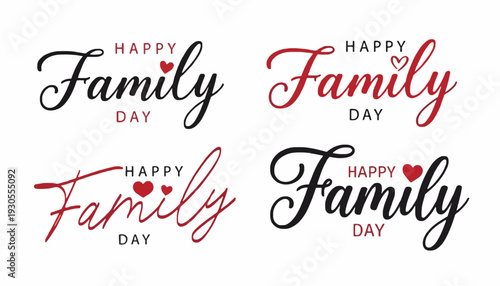 Happy Family Day celebration with heart symbols and typography FGFGF