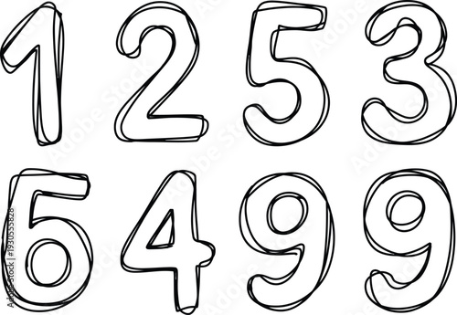 Hand drawn numbers in a playful font style