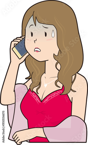 電話で青ざめるキャバ嬢