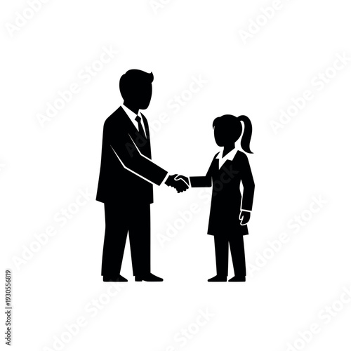 Business people shaking hands silhouette.