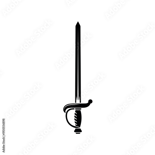 Elegant Rapier Sword Silhouette Illustration.