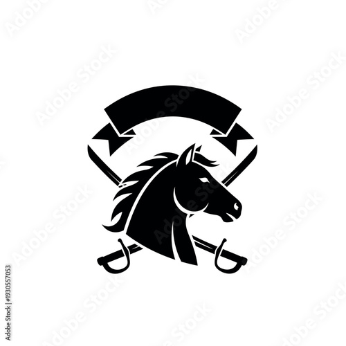 Horse Head with Crossed Swords and Banner.