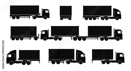 Enclosed cargo truck transport illustration
