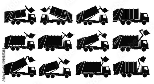 Dump truck unloading heavy vehicle illustration