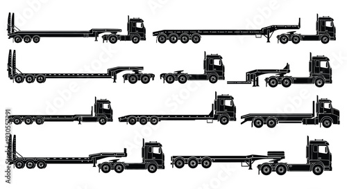 Semi trailer long haul truck silhouette illustration