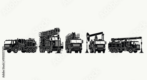 Concrete pump boom truck silhouette illustration