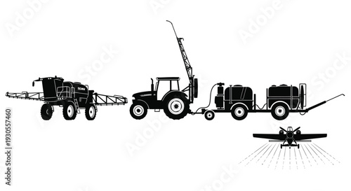 Agricultural sprayer tractor aircraft illustration
