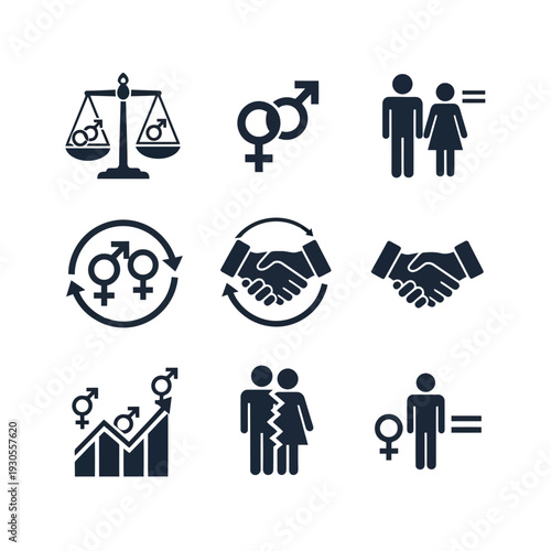 Business people and icons vector set with team family and work silhouettes