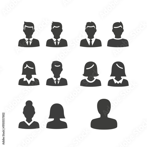 User icons set with people avatars and silhouettes in vector style for social and business profiles