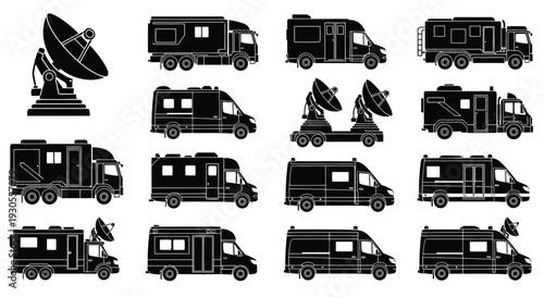 News broadcast and satellite van illustration