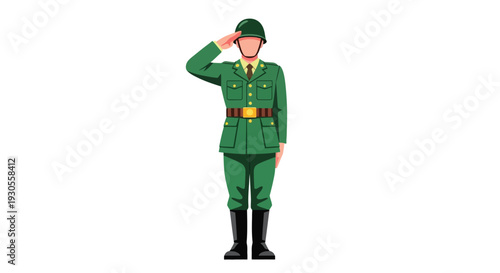 A stylized depiction of a military officer in uniform saluting with respect and honor silhouette high quality professional detailed modern
