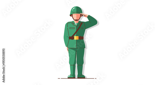 A stylized illustration depicts a soldier in uniform giving a salute showcasing a bold silhouette high quality professional detailed modern elegant