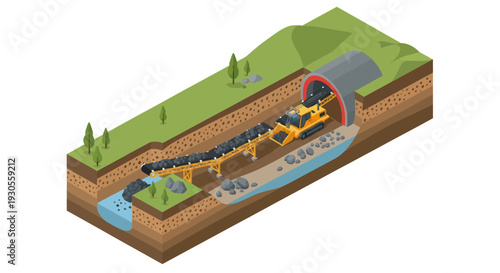 Underground Hydroelectric Power Plant Generating Electricity.