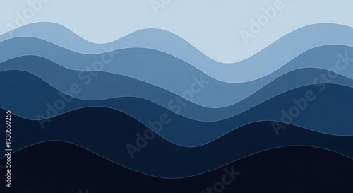 Abstract Blue Waves Layered Background