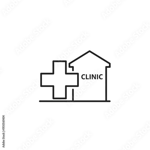 Medical Clinic Building Logo with Cross and House Illustration for Healthcare Design