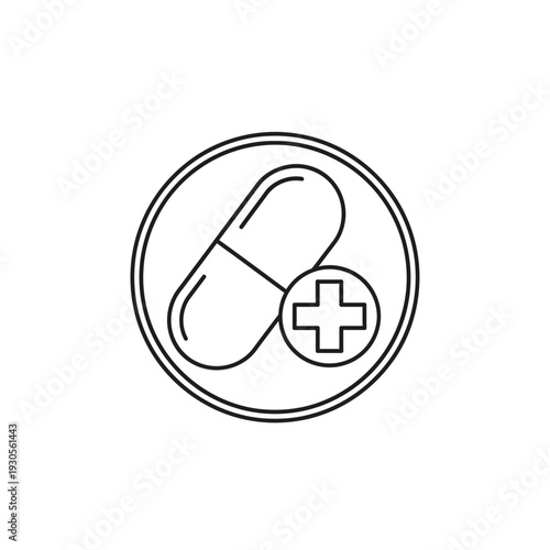 Medical Cross and Pill Icon Representing Healthcare and Medicine Concept