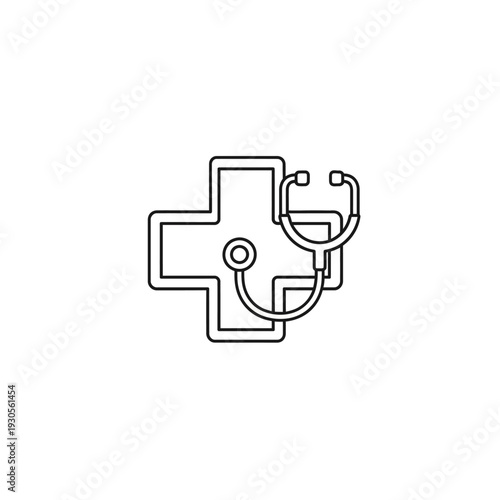 Medical Cross With Stethoscope Illustration for Healthcare and Medicine