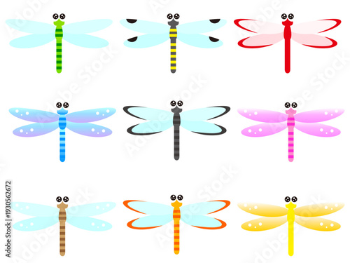 シンプルなトンボのイラスト素材セット3