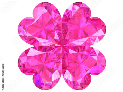 Pink Gemstone Flower Cluster on Black Background (Faceted Crystal Ornament), Soft pink faceted gemstone flower with sparkling reflections, isolated on black. Elegant luxury jewelry-style abstract grap