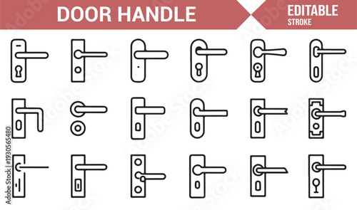 Interior and Exterior Door Handle Outline Icons